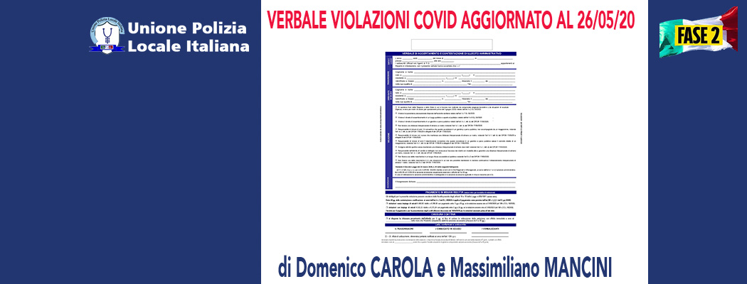 MODELLO VIOLAZIONI COVID AGGIORNATO AL 26/05/2020 new (modulo personalizzabile) di D.Carola e M.Mancini