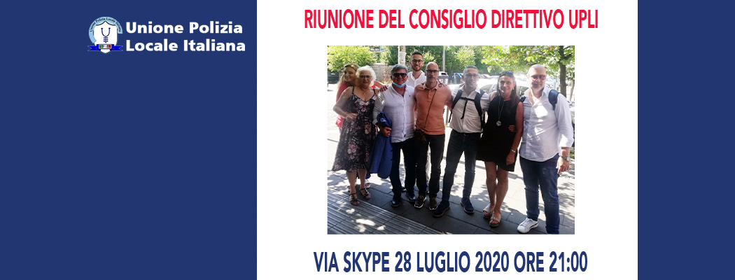 RIUNIONE DEL CONSIGLIO DIRETTIVO PER IL 28 LUGLIO 2020