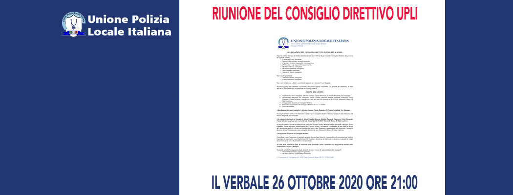 DELIBERAZIONI DEL CONSIGLIO DIRETTIVO DEL 26 OTTOBRE 2020