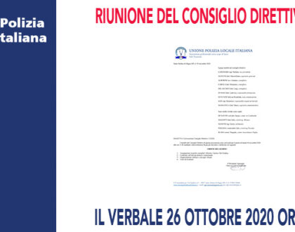 RIUNIONE DEL CONSIGLIO DIRETTIVO PER IL 30 NOVEMBRE 2020